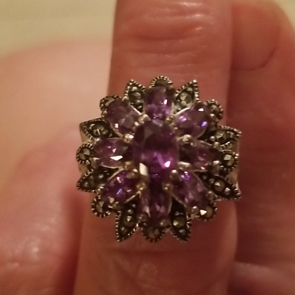 Amethyst cluster ring